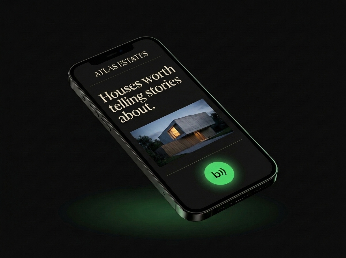 Atlas Estates — a live demo site with the Bantly orb in the corner