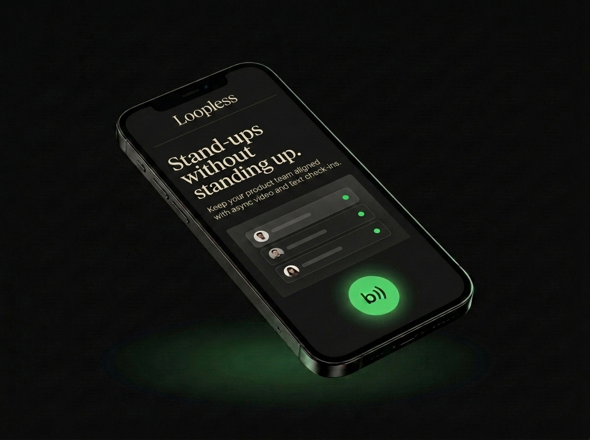 Loopless — a live demo site with the Bantly orb in the corner